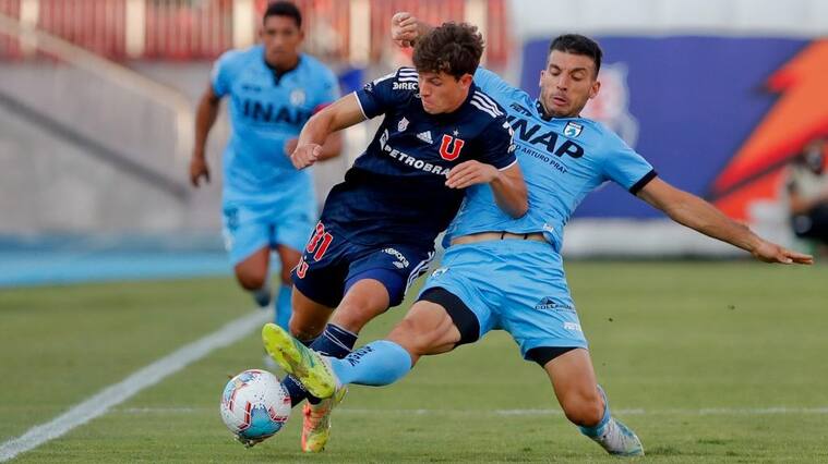 24 de Enero del 2021/SANTIAGOSimón Contreras(i) ,durante el partido valido por la Vigésimo Tercera fecha del Campeonato Nacional AFP PlanVital 2020, entre Universidad de Chile vs Deportes Iquique, disputado en el Estadio Nacional.
FOTO:FRANCISCO LONGA/AGENCIAUNO