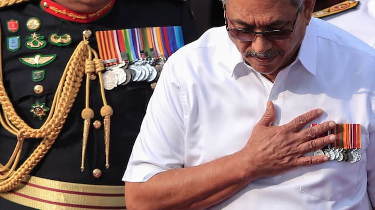 El presidente de Sri Lanka Gotabaya Rajapaksa en un acto oficial durante abril