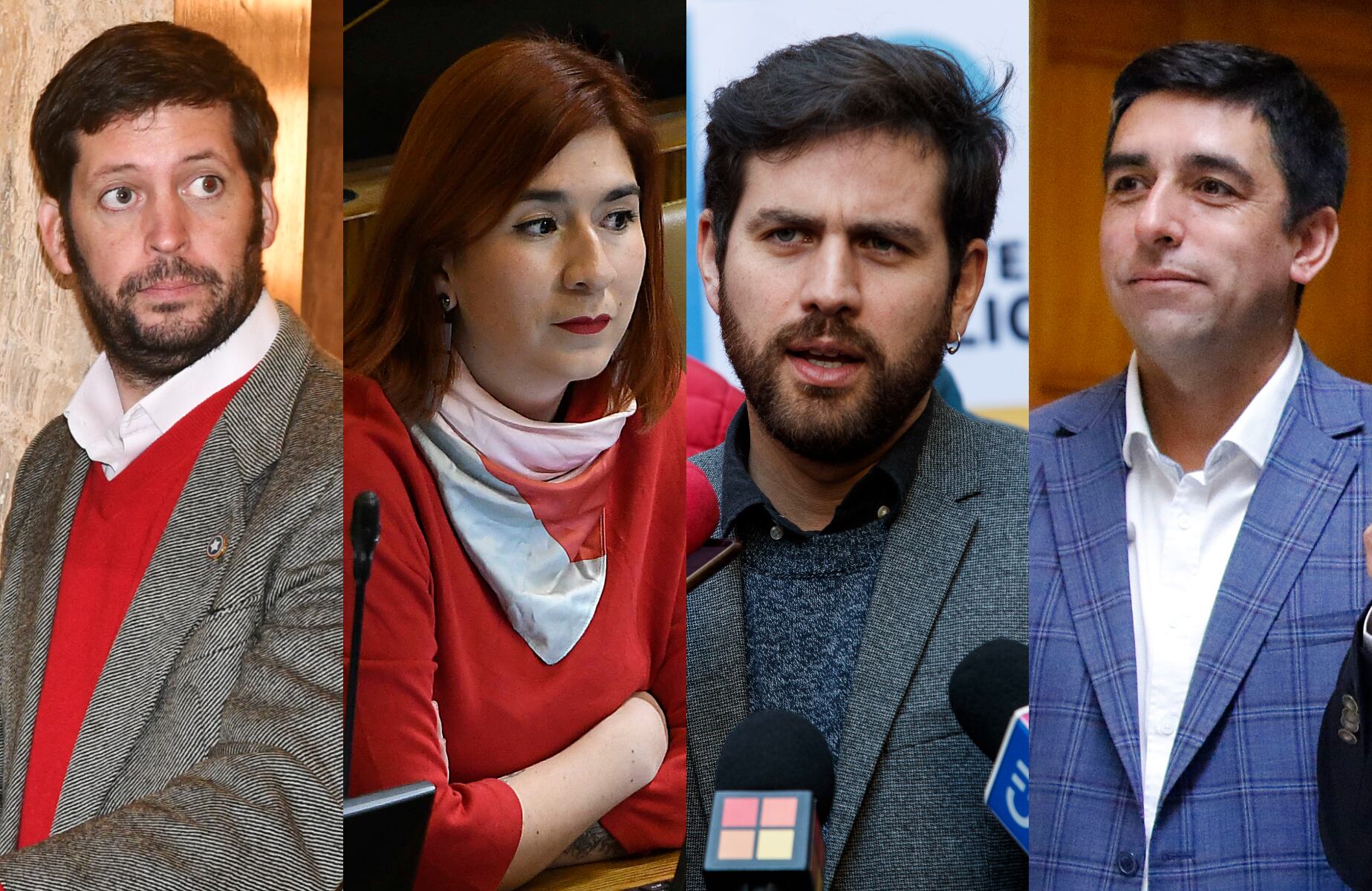 Los diputados Juan Irarrázaval, Catalina Pérez, Diego Ibáñez y Héctor Barría (de izquierda a derecha)