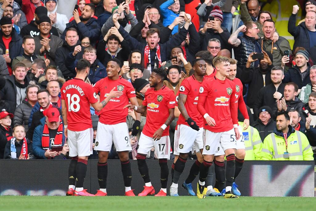 Los festejos del Manchester United en el Estadio Old Trafford