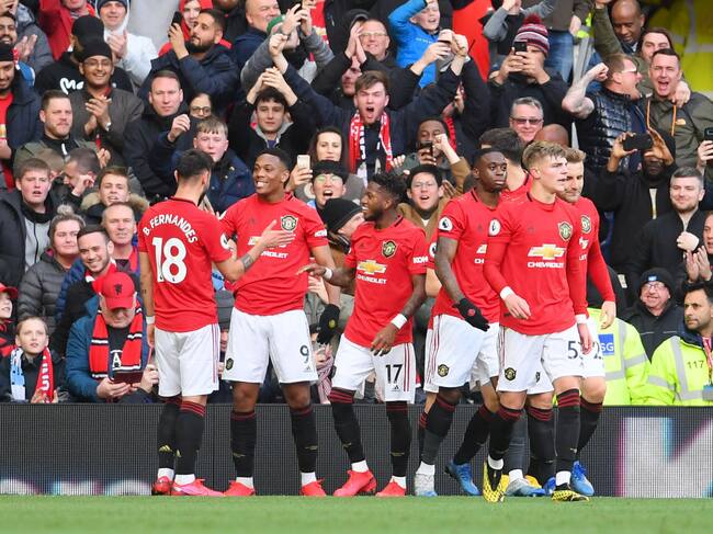 Los festejos del Manchester United en el Estadio Old Trafford