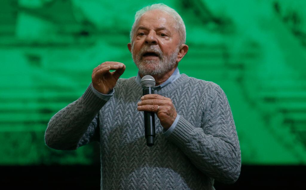 El candidato opositor Luiz Inácio Lula Da Silva en un acto en Sao Paulo
