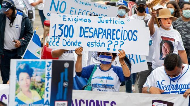 Manifestación en contra del gobierno de Nicaragua