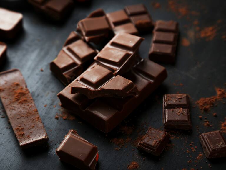 Chocolate plates on black background