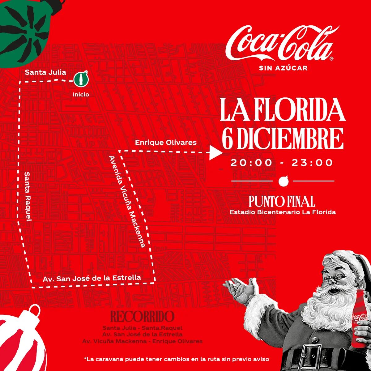 Recorrido Caravana Navideña Coca-Cola Sin Azúcar 2023 por Puente Alto
