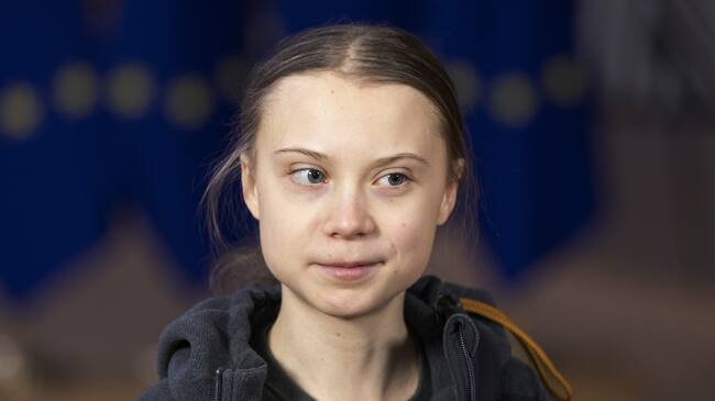 BRUSSELS, BELGIUM - MARCH 05: Swedish environmental activist on climate change Greta Thunberg is talking to media as she arrives for an EU environment Council at the Europa, the European Council headquarter, on March 5, 2020, in Brussels, Belgium. (Photo by Thierry Monasse/Getty Images)
