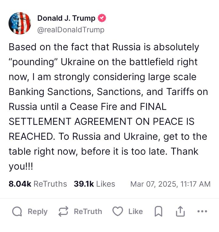 Truth Social @realDonaldTrump