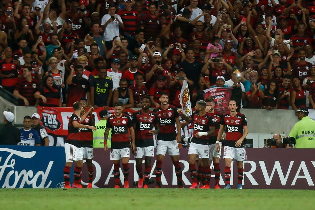 Los futbolistas de Flamengo en el Estadio Maracaná