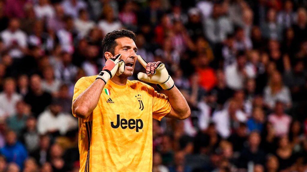 TOPSHOT - Juventus' goalkeeper Gianluigi Buffon reacts during the International Champions Cup football match between Atletico Madrid v Juventus on August 10, 2019 in Solna outside Stockholm, Sweden. (Photo by Jonathan NACKSTRAND / AFP) (Photo credit should read JONATHAN NACKSTRAND/AFP via Getty Images)