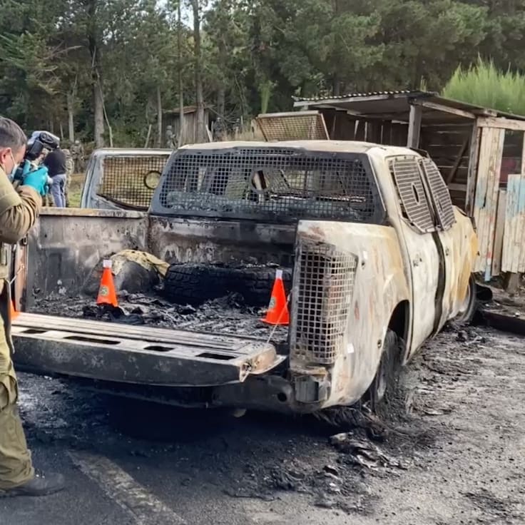 Las impactantes imágenes de cómo quedó el vehículo donde encontraron a los carabineros asesinados en Cañete