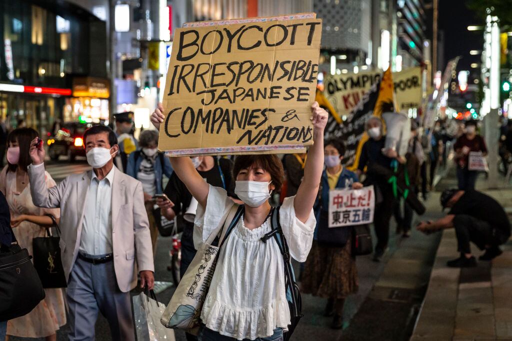 Protesta en contra de los Juegos Olímpicos en Tokio
