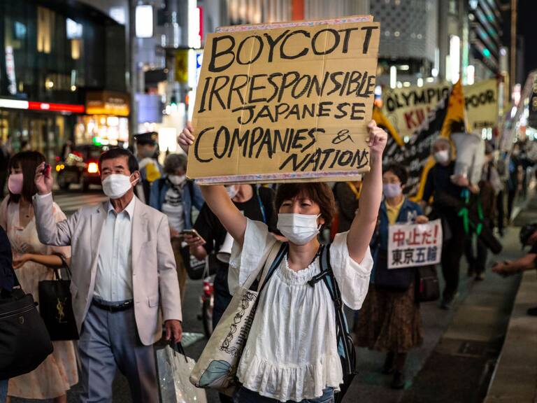 Protesta en contra de los Juegos Olímpicos en Tokio