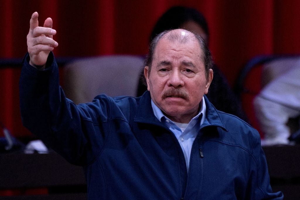 El presidente de Nicaragua, Daniel Ortega, da un discurso