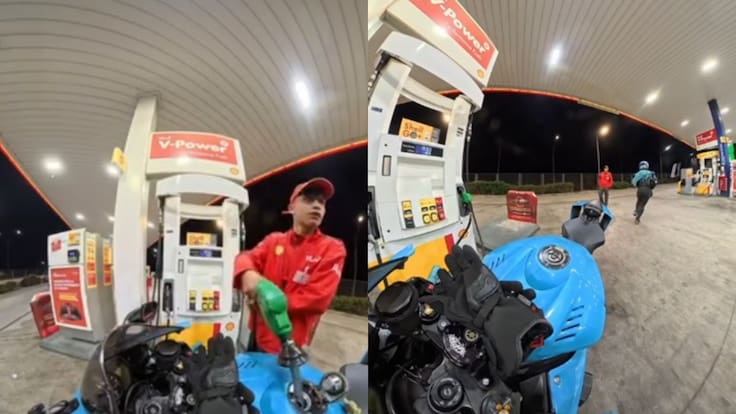 Mujer grababa en su moto y vivió el susto de su vida en un servicentro: “Soldado que arranca...”