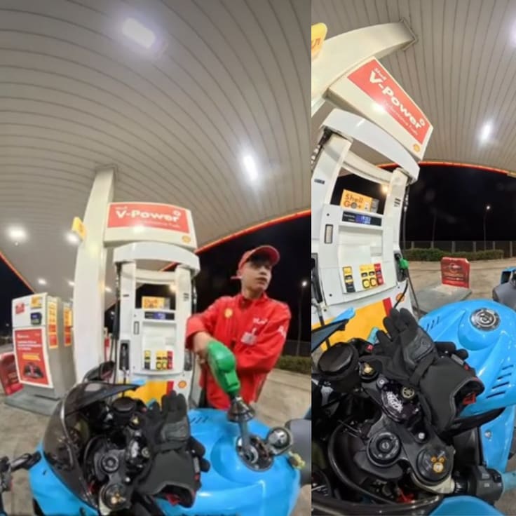 Mujer grababa en su moto y vivió el susto de su vida en un servicentro: “Soldado que arranca...”