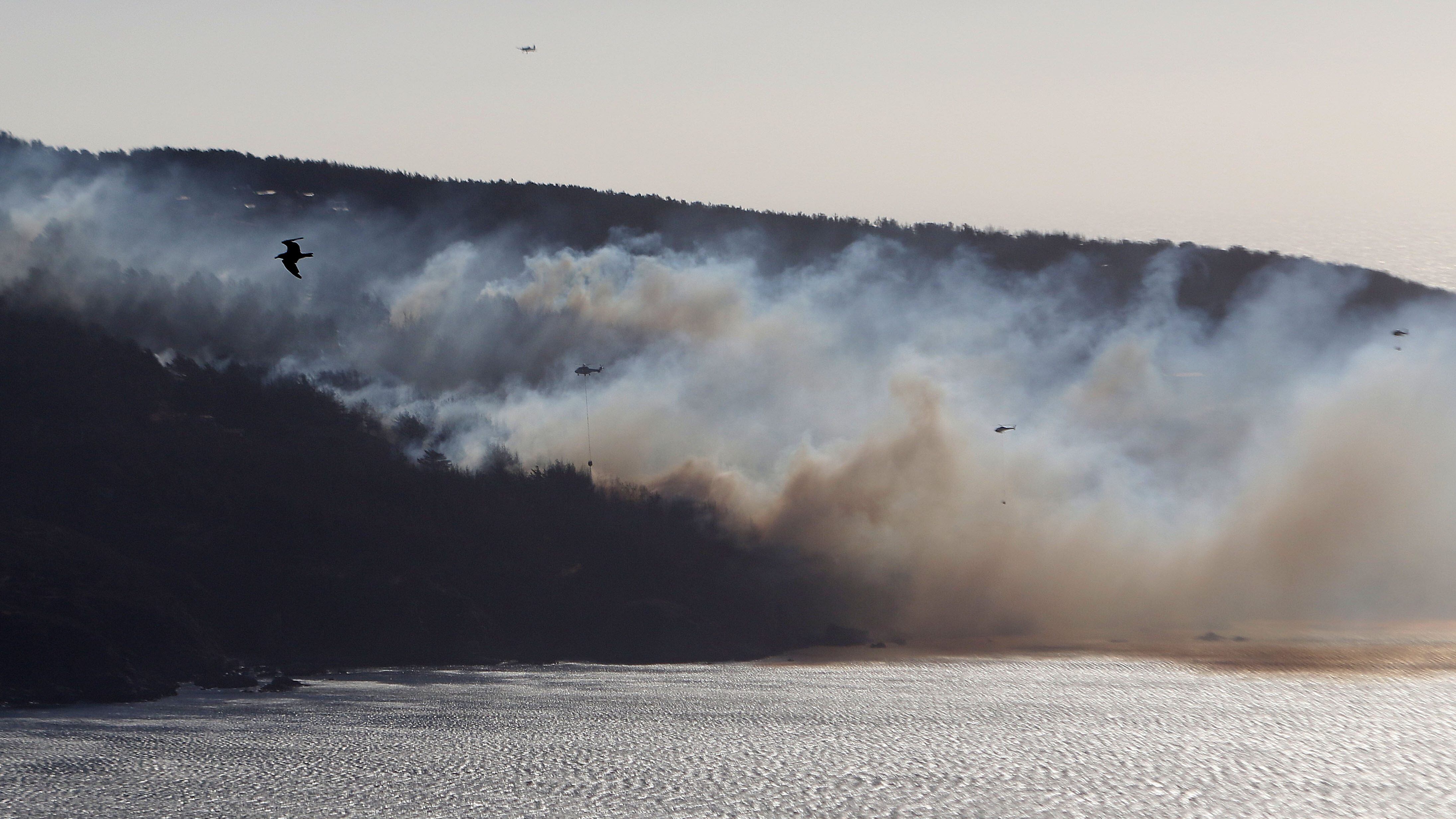 23 DE ENERO DE 2022/VALPARAISOVista desde el Mirador de Laguna Verde de un incendio forestal que afecta al sector de Camino El Faro.
FOTO: LEONARDO RUBILAR CHANDIA/AGENCIAUNO