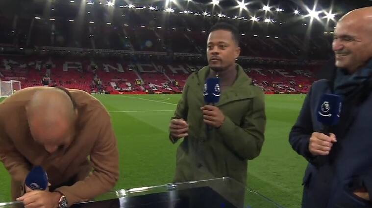Patrice Evra sorprende y se come el pasto de Old Trafford en plena transmisión: "Cuando vengo aquí siempre lo pruebo"