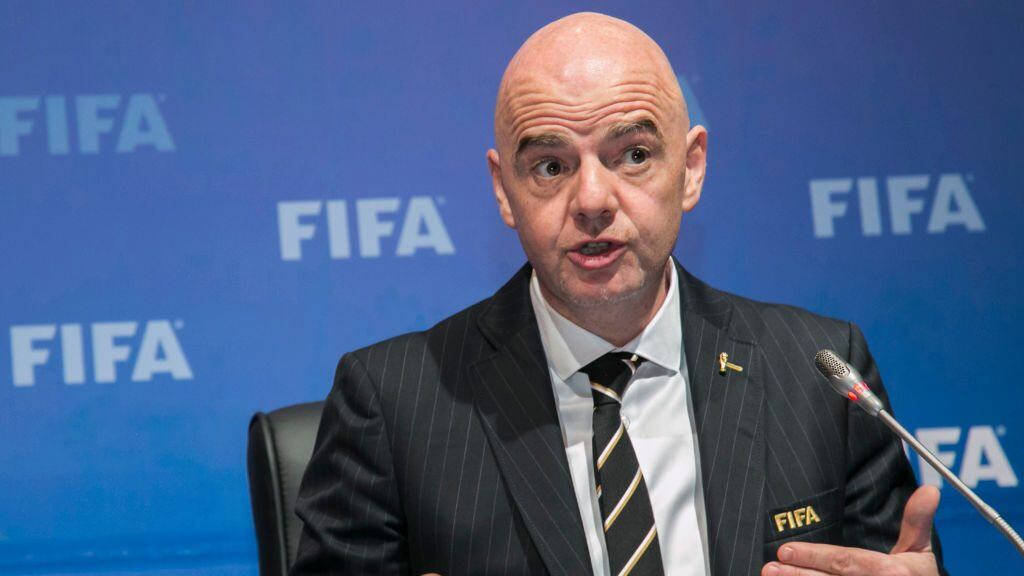 President of the International Federation of Association Football (FIFA) Gianni Infantino speaks during a press conference on October 26, 2018, after a FIFA Council meeting at the Convention Center in Kigali. (Photo by Cyril NDEGEYA / AFP)        (Photo credit should read CYRIL NDEGEYA/AFP via Getty Images)