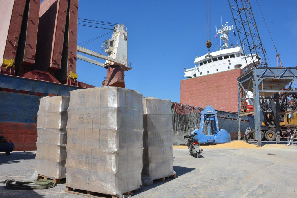 El primer barco con carga de cereales de Ucrania en el puerto de Tripoli