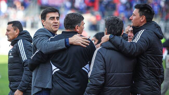31 DE JULIO DE 2022/SANTIAGOFestejos de Colo Colo, durante el partido vlido por la vigsima fecha del Campeonato Nacional 2022, entre Universidad de Chile y Colo Colo, disputado en el Estadio Fiscal de Talca.
FOTO: SEBASTIAN ORIA/AGENCIAUNO