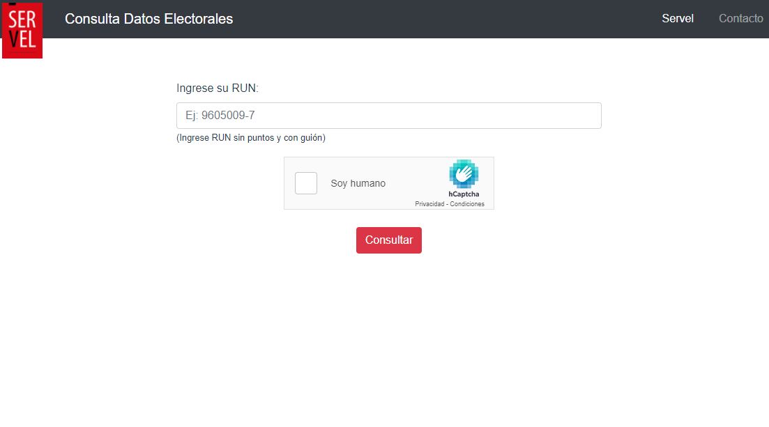 Consulta de datos electorales. Captura Servel.cl