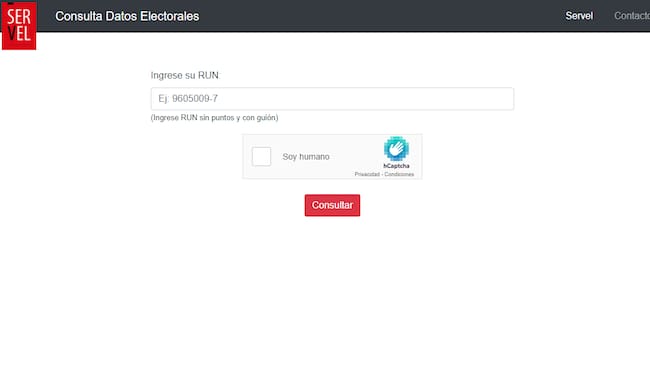 Consulta de datos electorales. Captura Servel.cl