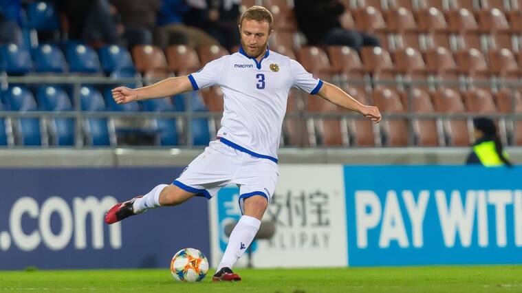 VADUZ, LIECHTENSTEIN - OCTOBER 12: Varazdat Haroyan of Armenia controls the ball during the UEFA Euro 2020 qualifier between Liechtenstein and Armenia on October 12, 2019 in Vaduz, Liechtenstein. (Photo by TF-Images/Getty Images)