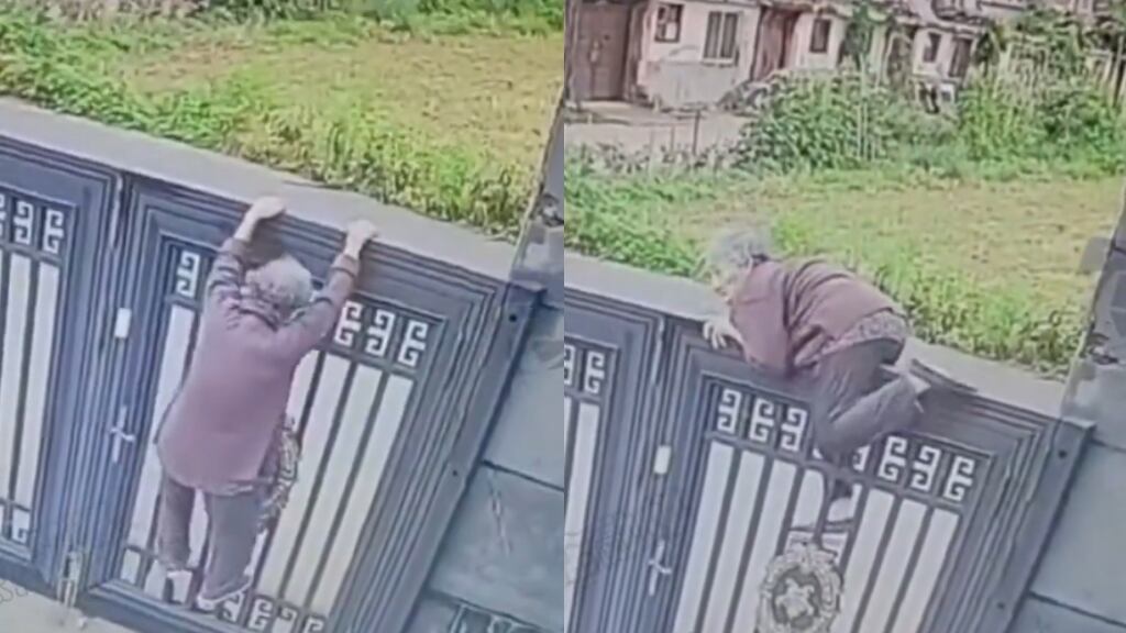 Mujer de 92 años es captada trepando una reja de 2 metros para escapar del asilo en China
