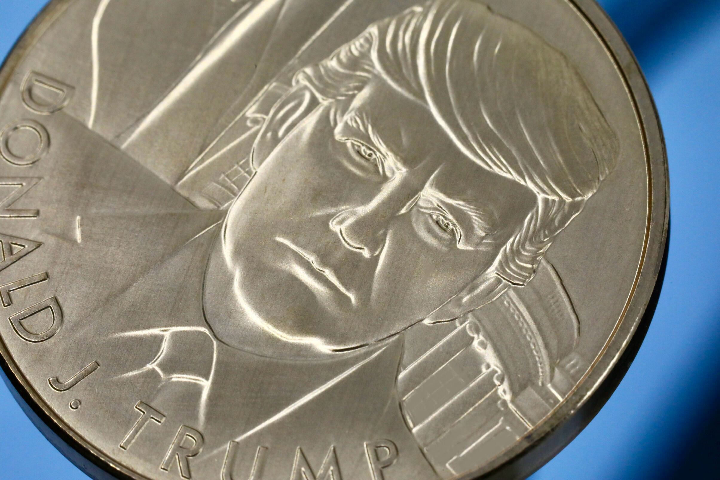 Washington, DC, USA - January 2, 2026: portrait of President Trump on a US minted coin.