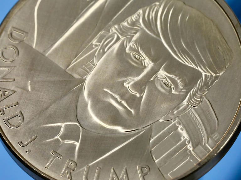 Washington, DC, USA - January 2, 2026: portrait of President Trump on a US minted coin.