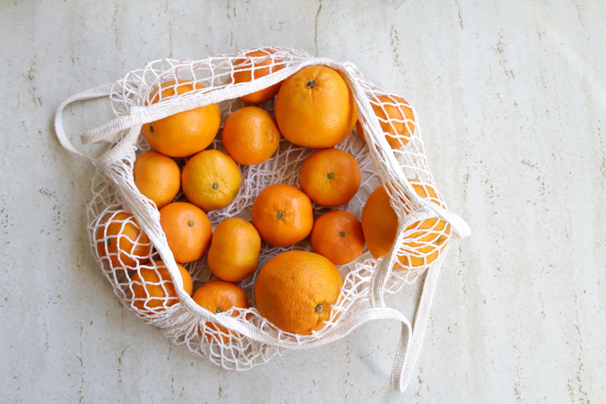 Oranges and Tangerines in Reusable Shopping Bag