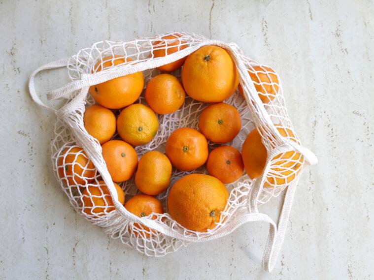 Oranges and Tangerines in Reusable Shopping Bag