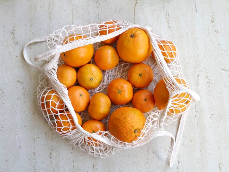 Oranges and Tangerines in Reusable Shopping Bag