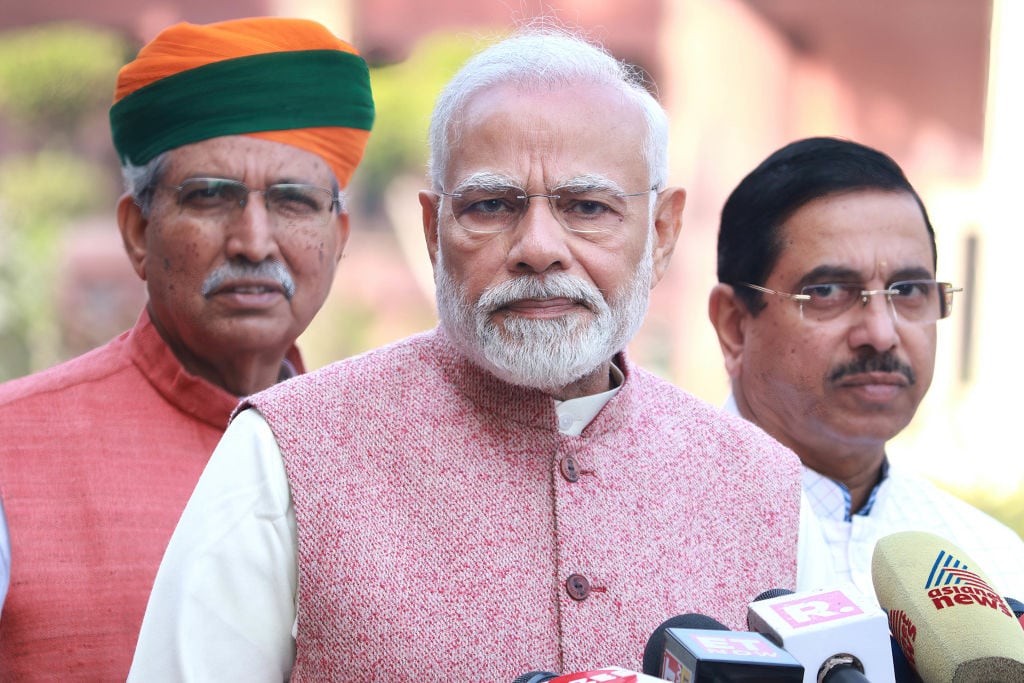 El primer ministro de la India, Narendra Modi, ante la prensa