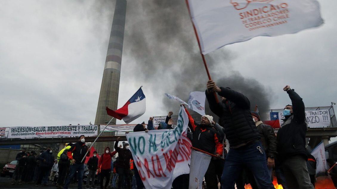 22 DE JUNIO DE 2022/PUCHUNCAVIPrimer día de paro de trabajadores de Codelco Ventanas, tras los anuncios de cierre de la planta, debido a la contaminación en la zona de sacrificio de Quintero y Puchuncaví.
FOTO: LEONARDO RUBILAR CHANDIA/AGENCIAUNO