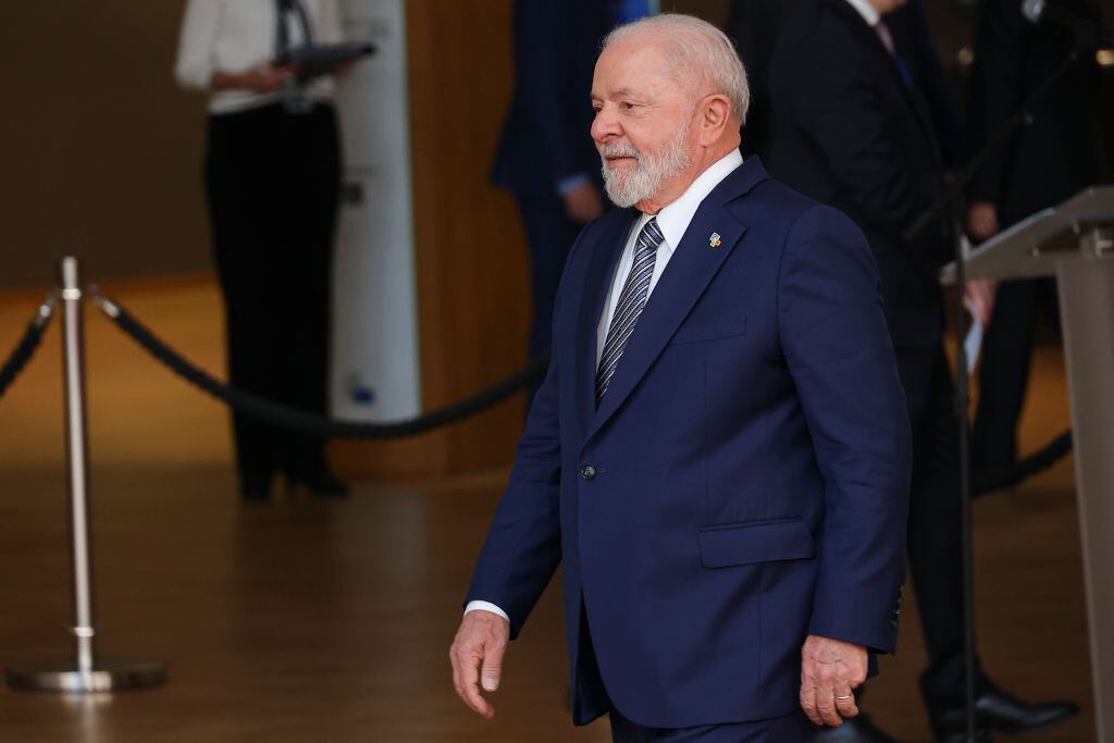 El presidente de Brasil Luiz Inácio Lula da Silva en su visita a Bruselas en Bélgica