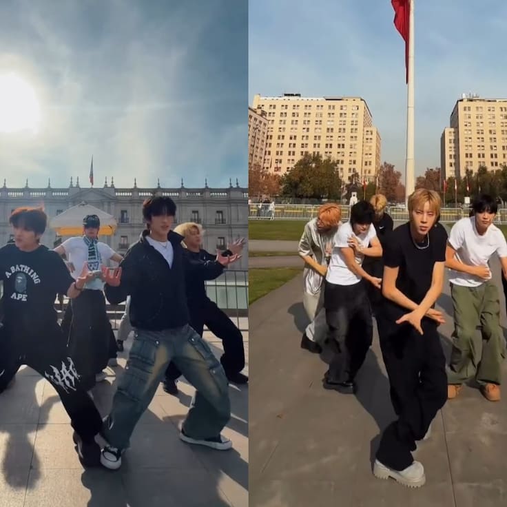 Grupo de k-pop NTX sorprende bailando frente a La Moneda tras show en Chile