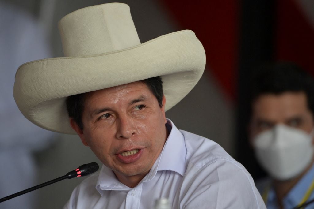 El gobernante peruano Pedro Castillo ante los medios