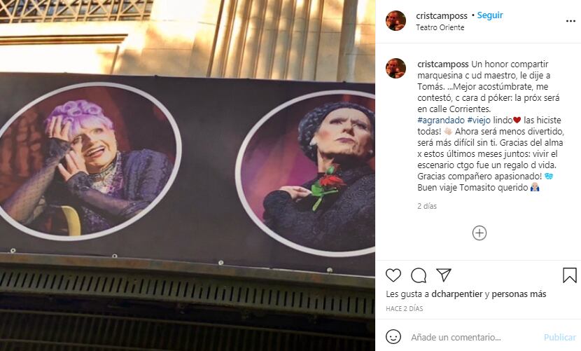Captura Instagram | Cristian Campos y Tomás Vidiella en publicidad de «Orquesta para señoritas»