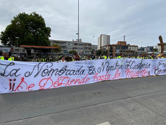 Portuarios realizan masiva manifestación por las calles de Concepción: trabajadores de Puerto Coronel llevan 25 días en paro