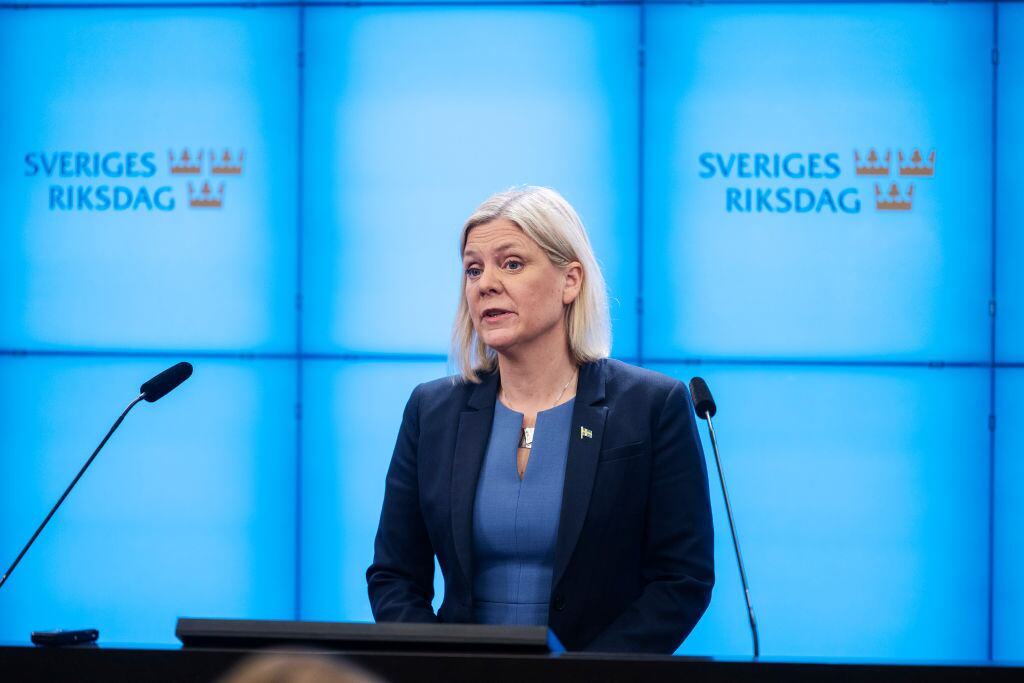 Magdalena Andersson cuando renunció el 24/11 como primera ministra de Suecia