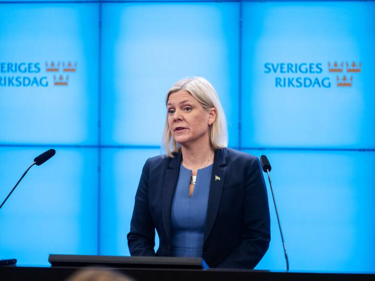 Magdalena Andersson cuando renunció el 24/11 como primera ministra de Suecia