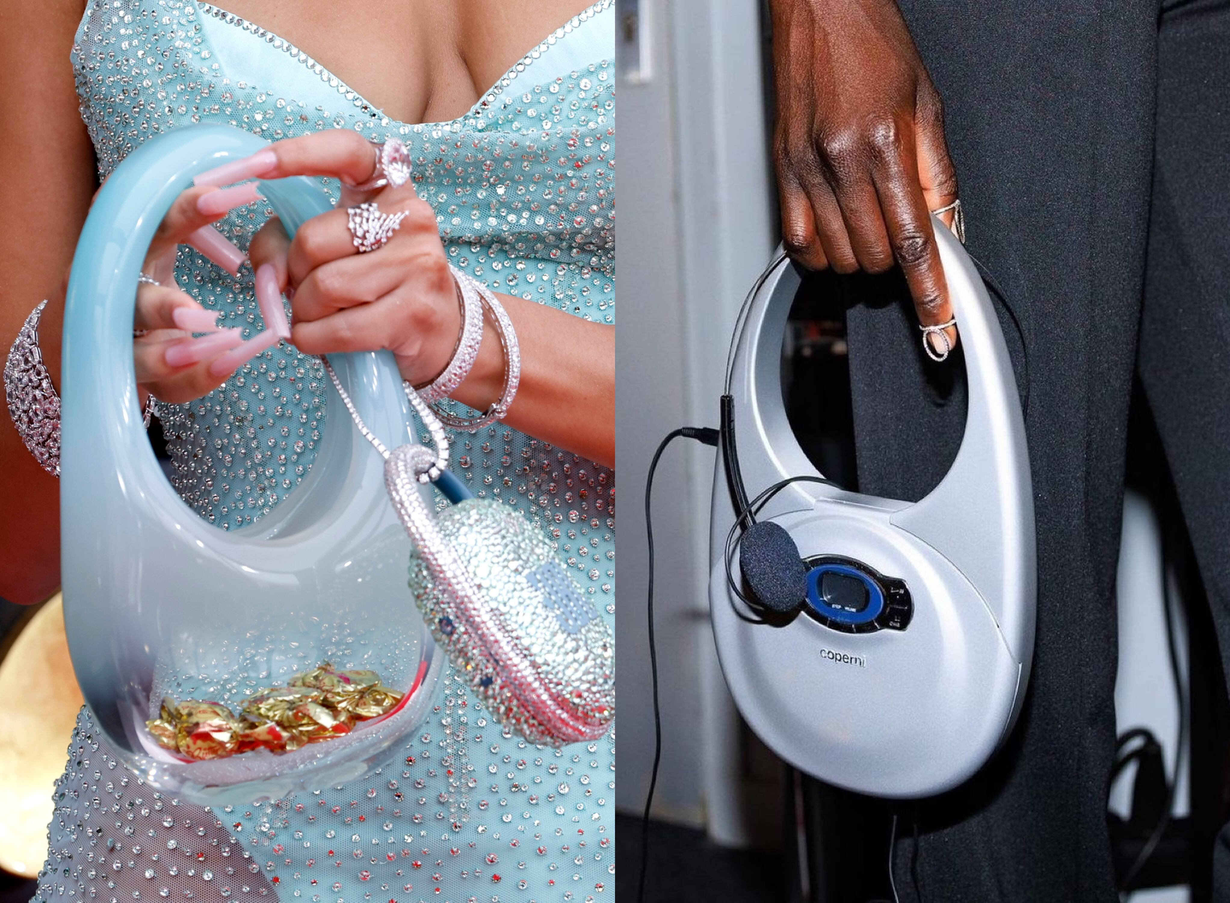 Doja Cat usando la Swipe Bag de video en Grammys 2022 / Versión reproductor de CD de la Swipe Bag de Coperni