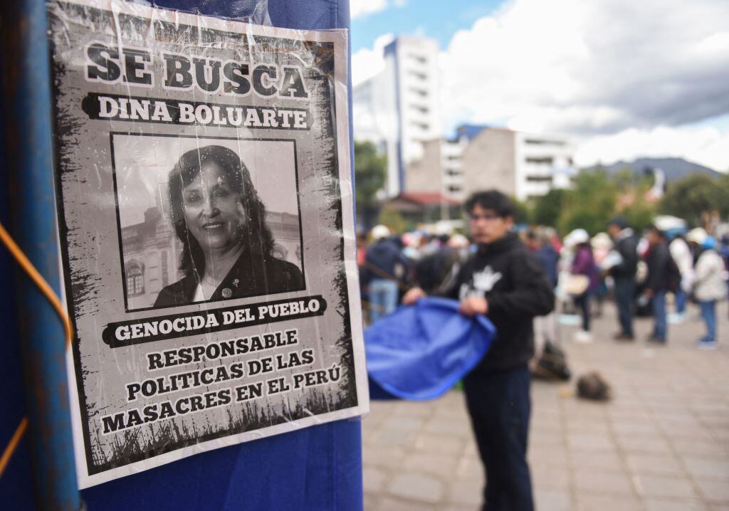 Cartel contra la presidenta interina Dina Boluarte