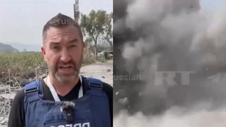 Captan momento EXACTO en que misil israelí cae detrás de periodista en el Líbano