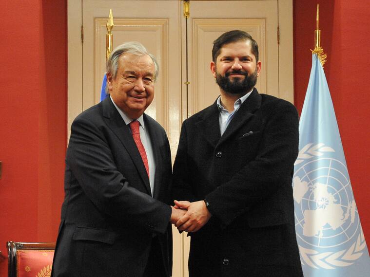 02 DE MAYO DEL 2024 / SANTIAGO
El Presidente de la República, Gabriel Boric Font, recibe en audiencia al Secretario General de Naciones Unidas, António Gutierres.
FOTO: VICTOR HUENANTE / AGENCIAUNO