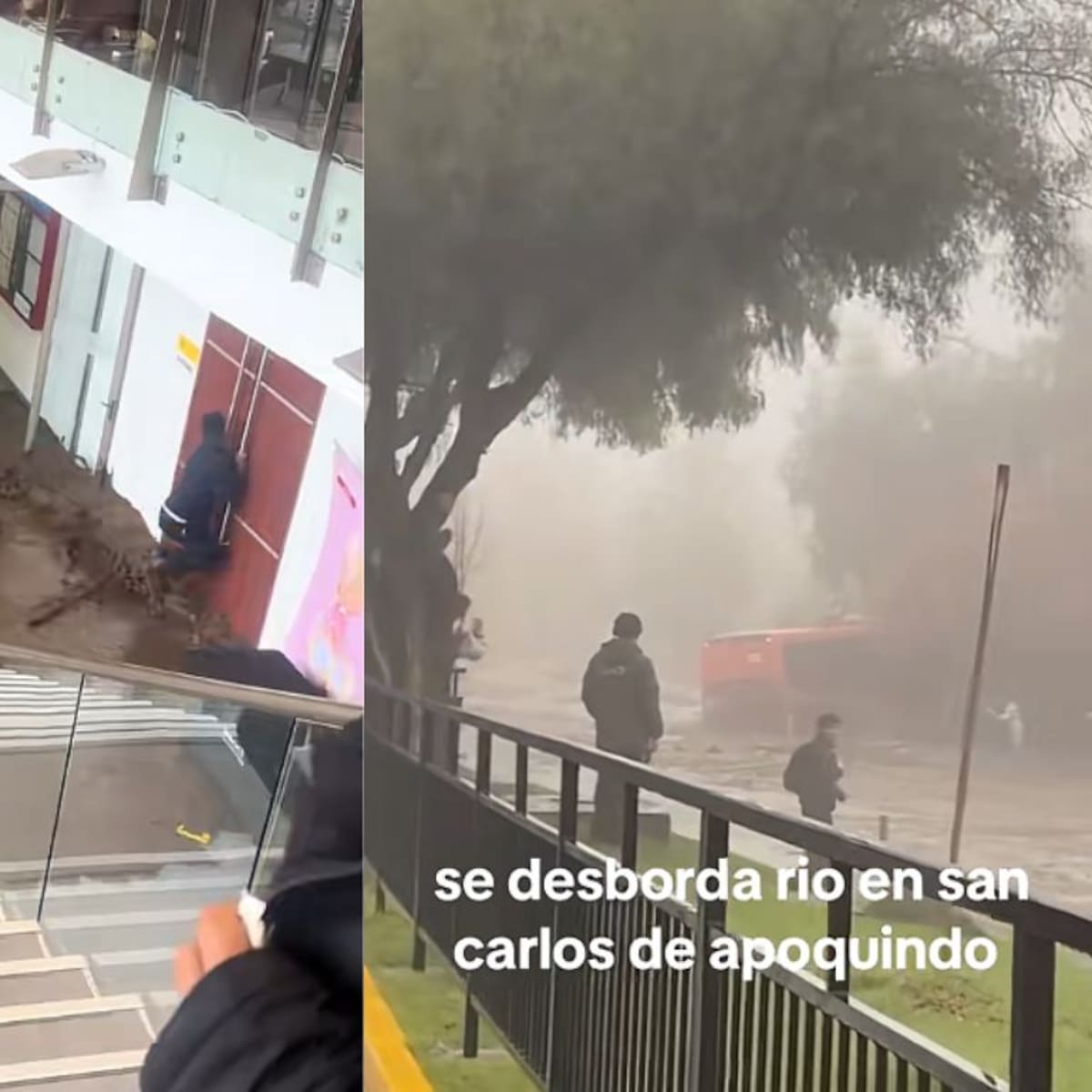 Joven se colgó de puertas para no ser arrastrado: las impactantes imágenes del aluvión en Duoc UC de Las Condes