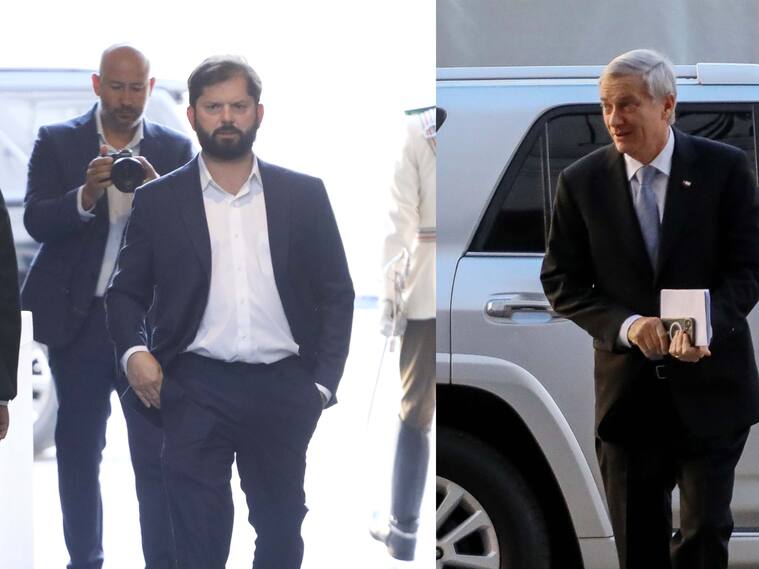 Fotos: Agencia UNO | El Presidente Gabriel Boric y el mandatario electo, José Antonio Kast, llegando al Palacio de La Moneda.