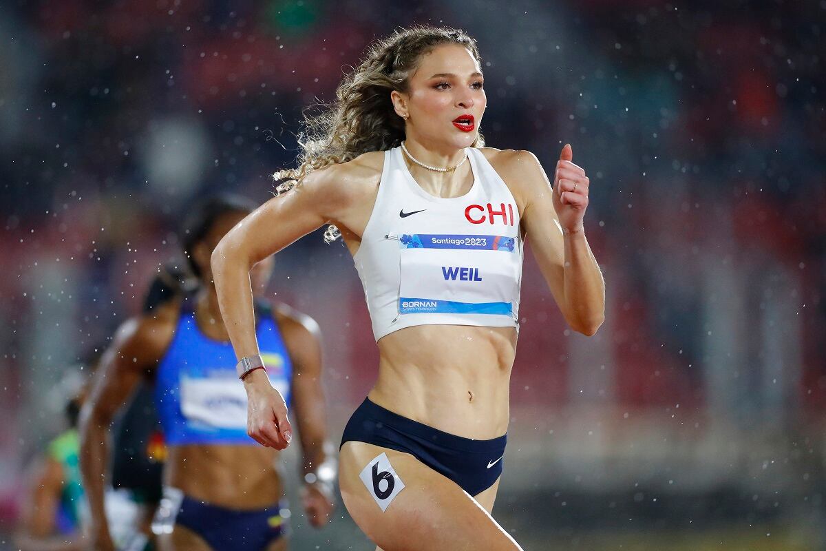 SANTIAGO, CHILE - NOVEMBER 1: Martina Weil of Chile competes during the Women's 400m Final at Coliseo del Estadio Nacional Julio Martinez on Day 12 of Santiago 2023 Pan Am Games on November 1, 2023 in Santiago, Chile. (Photo by Jam Media/Getty Images)
