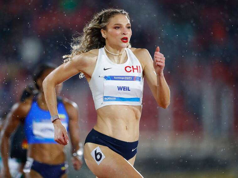 SANTIAGO, CHILE - NOVEMBER 1: Martina Weil of Chile competes during the Women's 400m Final at Coliseo del Estadio Nacional Julio Martinez on Day 12 of Santiago 2023 Pan Am Games on November 1, 2023 in Santiago, Chile. (Photo by Jam Media/Getty Images)